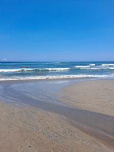 Canggu, Bali. Beach, sand, waves, blue sky